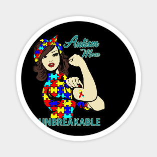 Autism Mom Life Messy Bun Mom Bandana Autism Mom Unbreakable T-Shirt Magnet